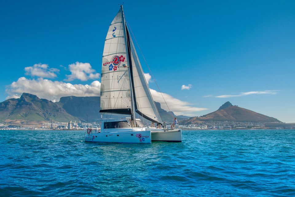 sailing boat infront of table mountain